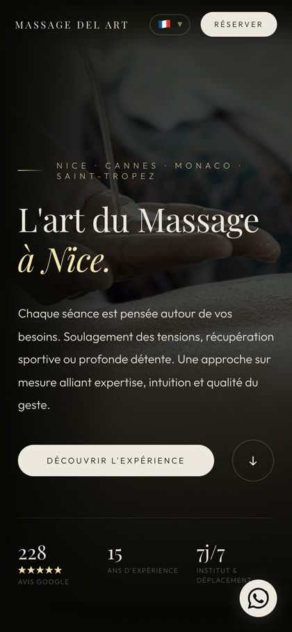 Site de Massage Del Art sur téléphone